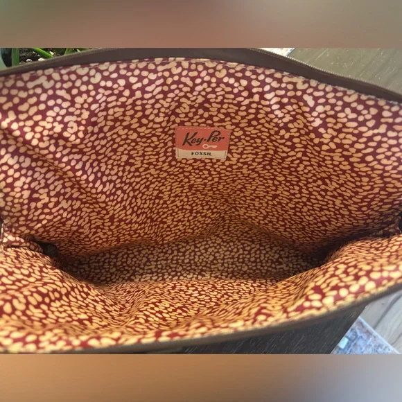 🔑 Vintage Fossil Key-Per • Coated Canvas Mod Floral Laptop Bag - Picture 8 of 9